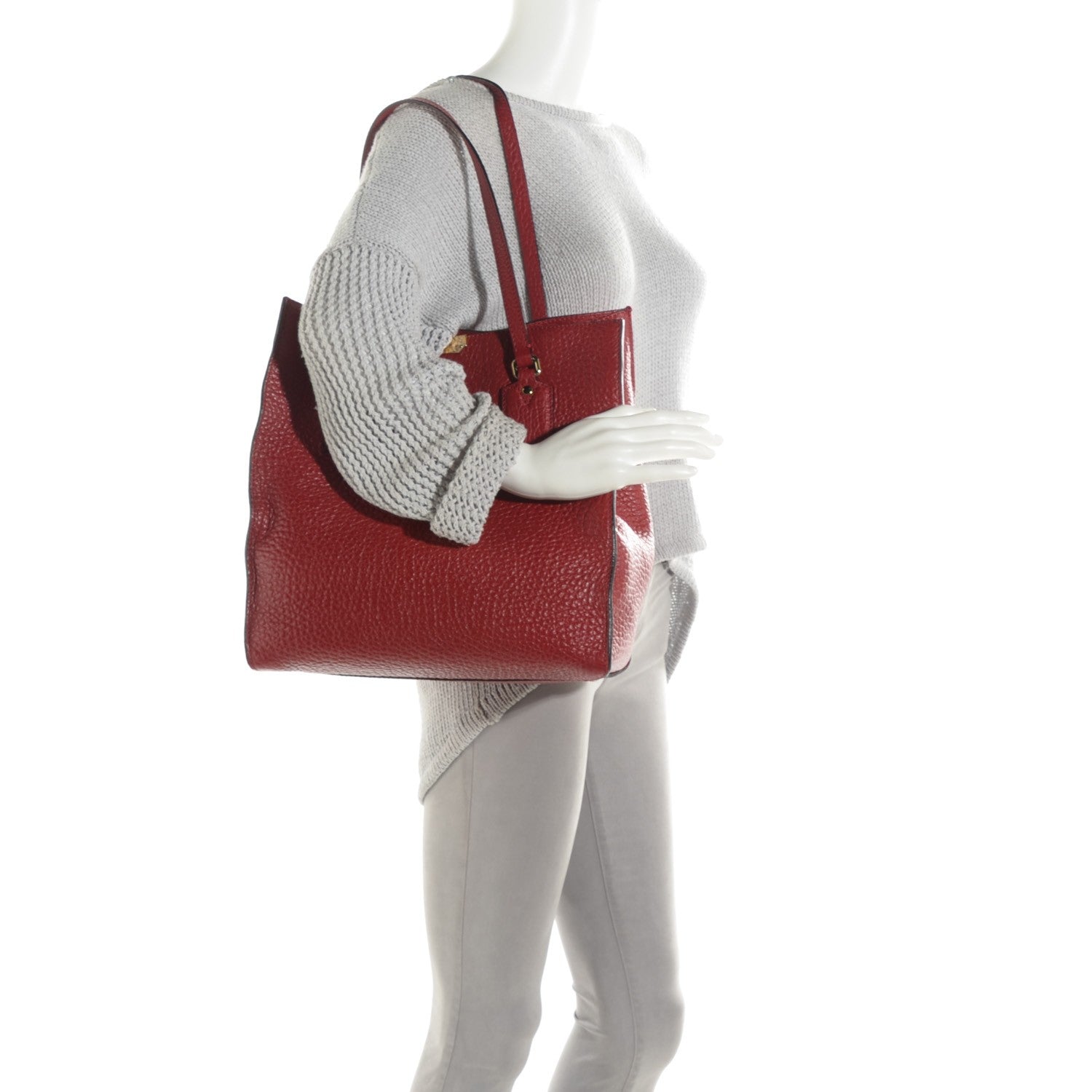 Burberry Heritage Grain Medium Woodbury Tote Military Red 2 of 8