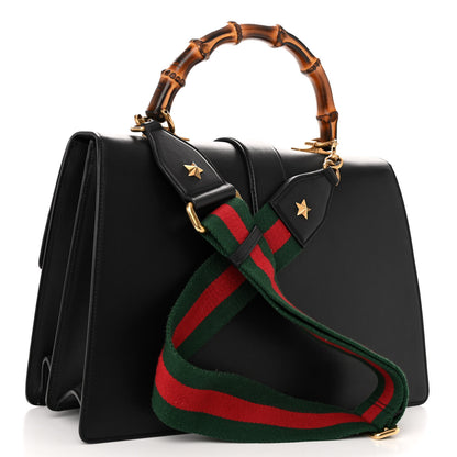 Gucci Calfskin Bamboo Web Large Dionysus Top Handle Bag Black Bright Evergreen Hibiscus Red 3 of 14