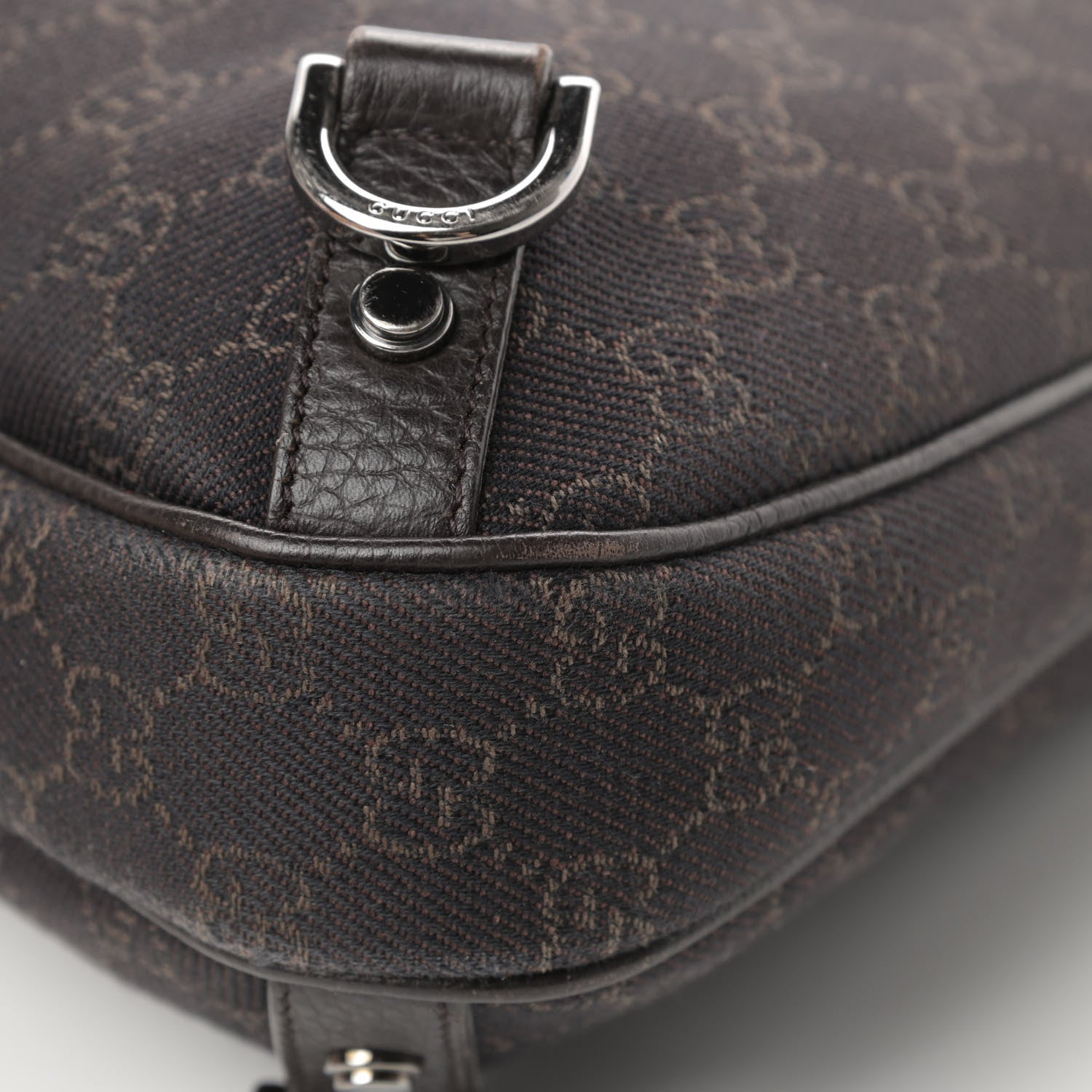 Gucci Denim Monogram Abbey D Ring Hobo Brown 10 of 13