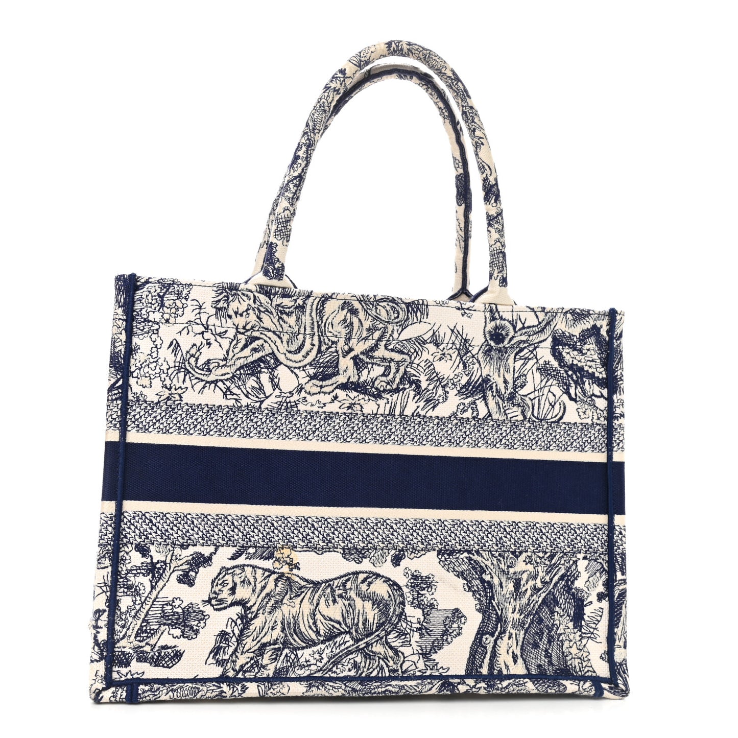 Canvas Embroidered Medium Dioriviera Toile De Jouy Book Tote Blue