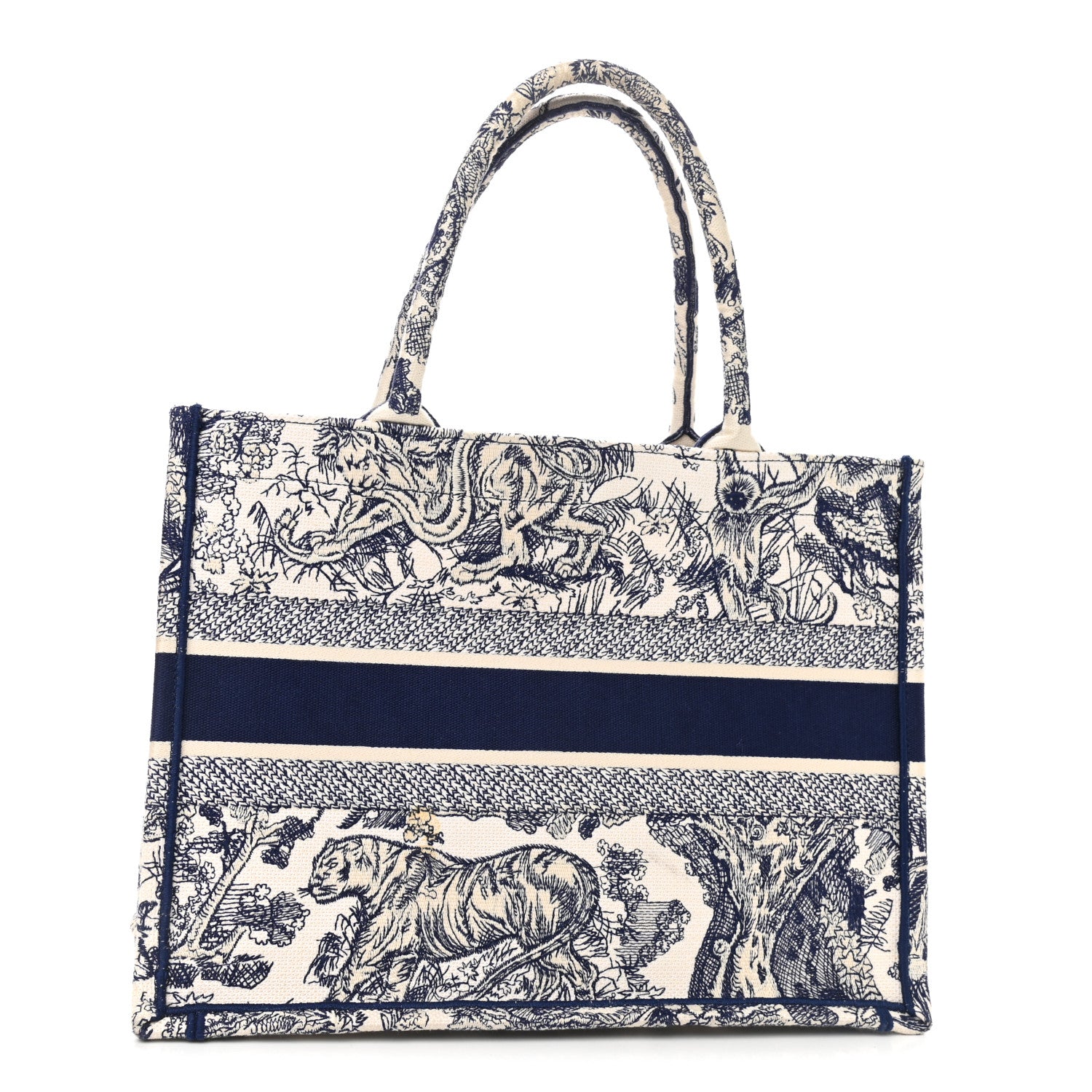 Christian Dior Canvas Embroidered Medium Dioriviera Toile De Jouy Book Tote Blue 3 of 10