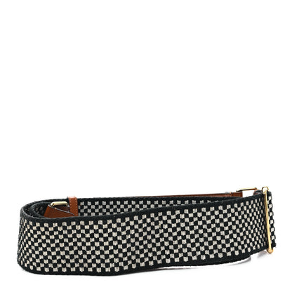 Fendi Ribbon Vitello King Logo Embossed Gingham Woven Adjustable Strap You Panna Black Cuoio 2 of 4