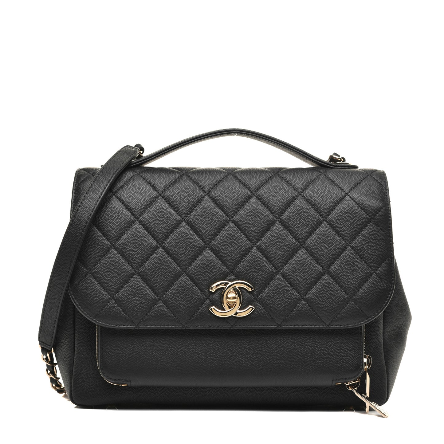 Caviar Quilted Large Business Affinity Flap Black