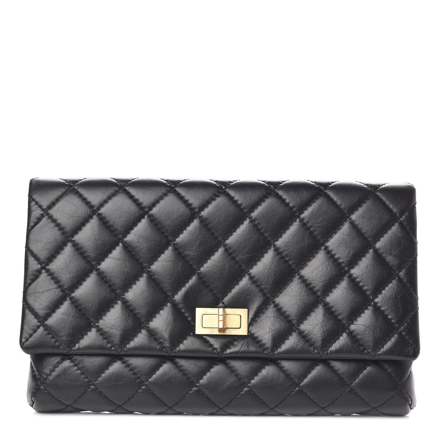 Chanel Aged Calfskin Quilted Reissue 2.55 Clutch Black 1 of 7