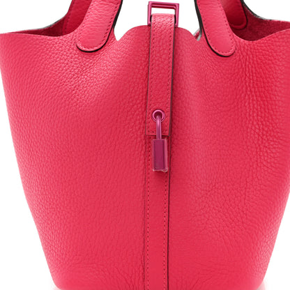 Hermes Taurillon Clemence Monochrome Picotin Lock 18 PM Rose Mexico 8 of 11