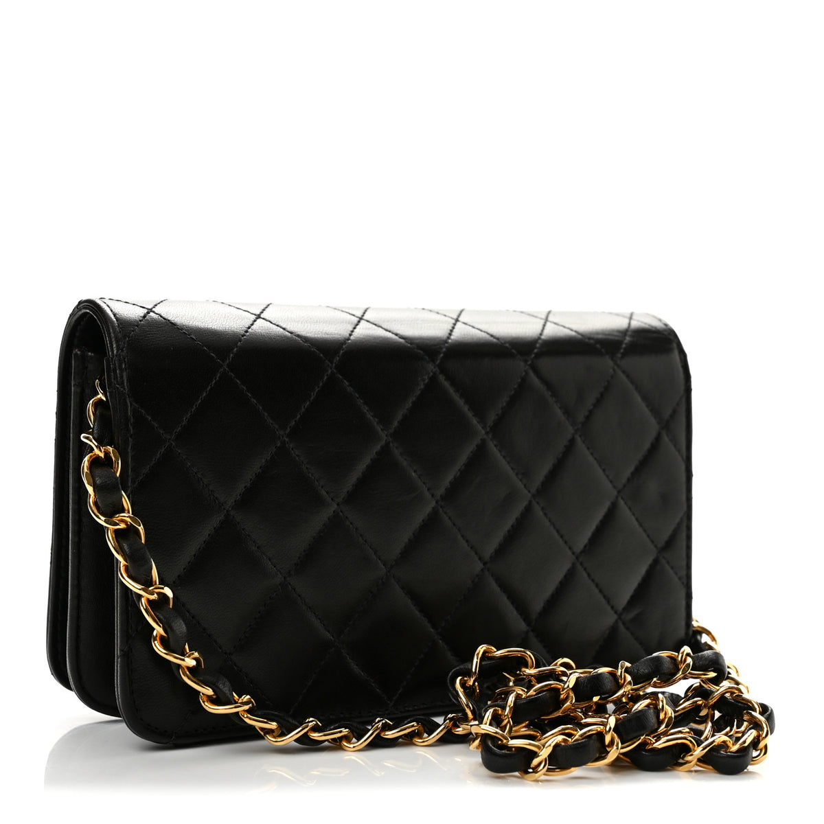 Lambskin Quilted Mini Single Flap Bag Black
