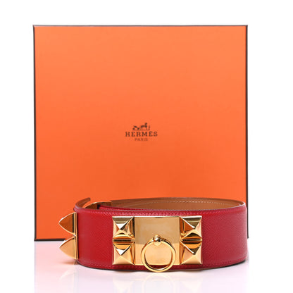 Hermes Epsom Collier De Chien CDC Belt 75 Rouge Casaque 5 of 5