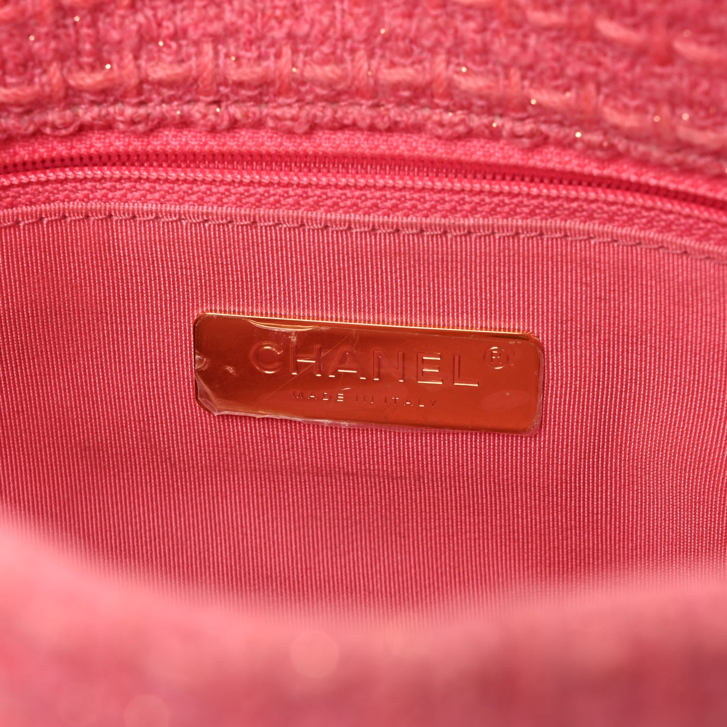 Metallic Tweed Quilted Large Chanel 19 Flap Pink