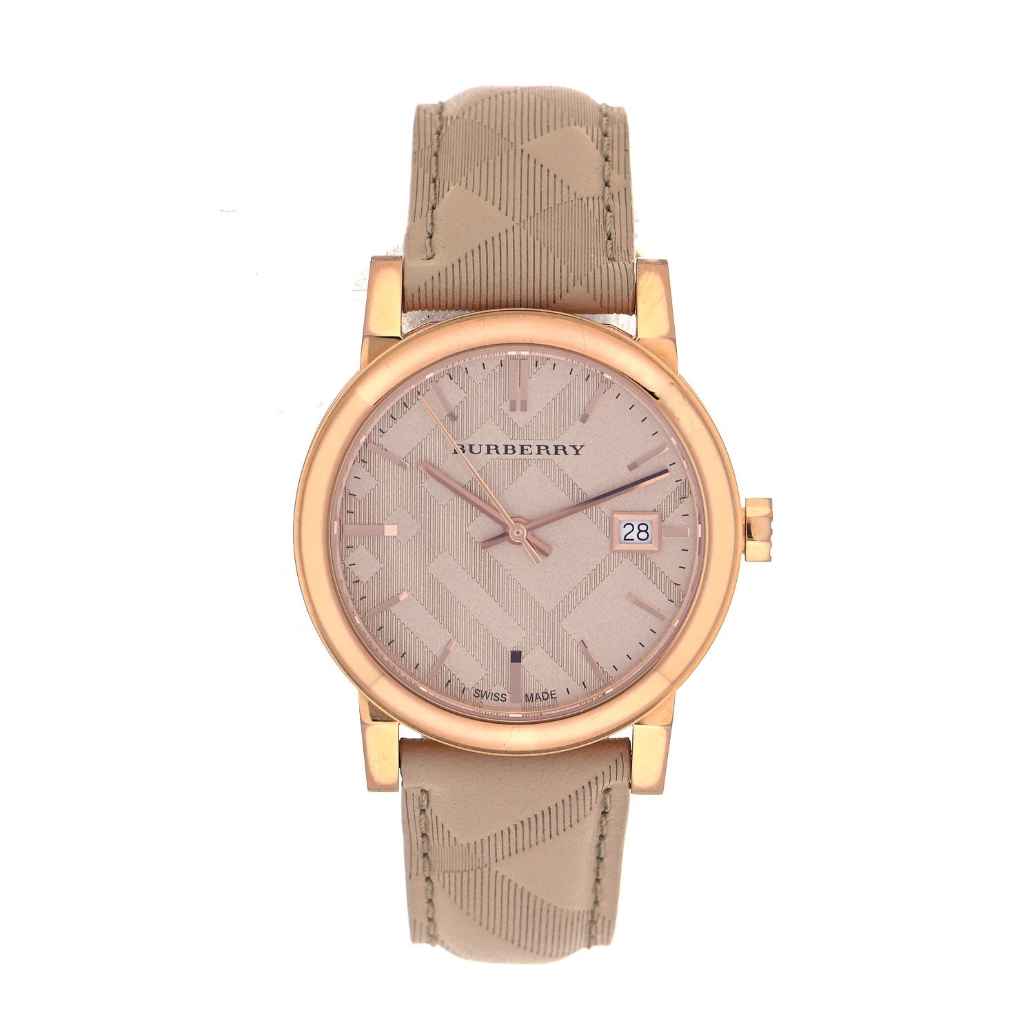 Burberry Stainless Steel Calfskin 34mm The City Quartz Watch Beige BU9154 1 of 5