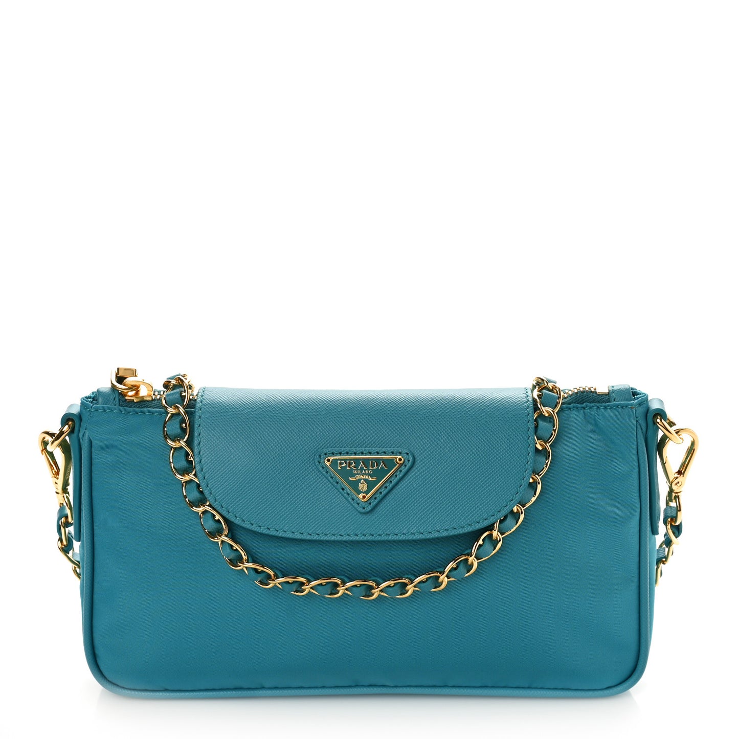 Tessuto Nylon Saffiano Crossbody Bag Turchese