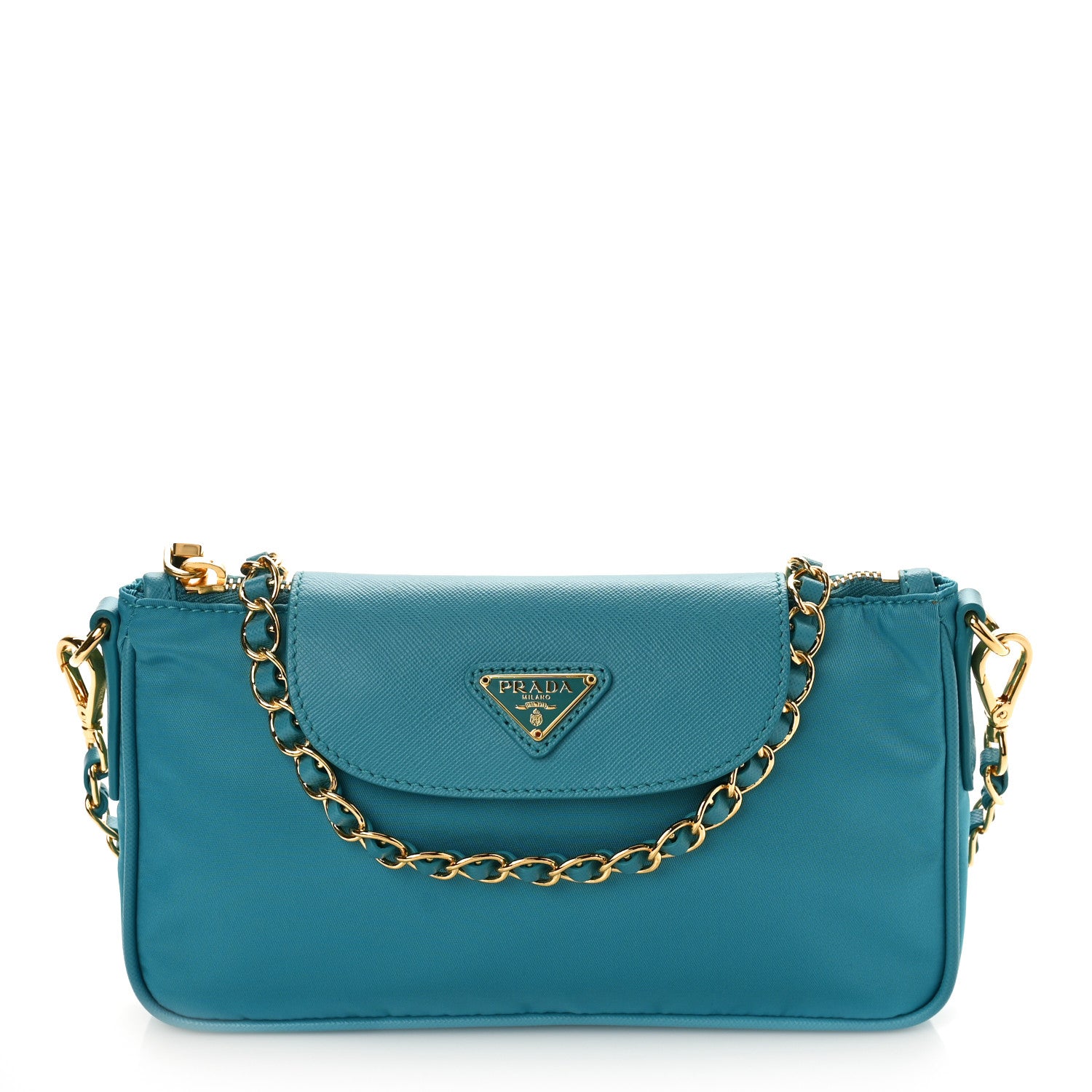 Prada Tessuto Nylon Saffiano Crossbody Bag Turchese 1 of 8