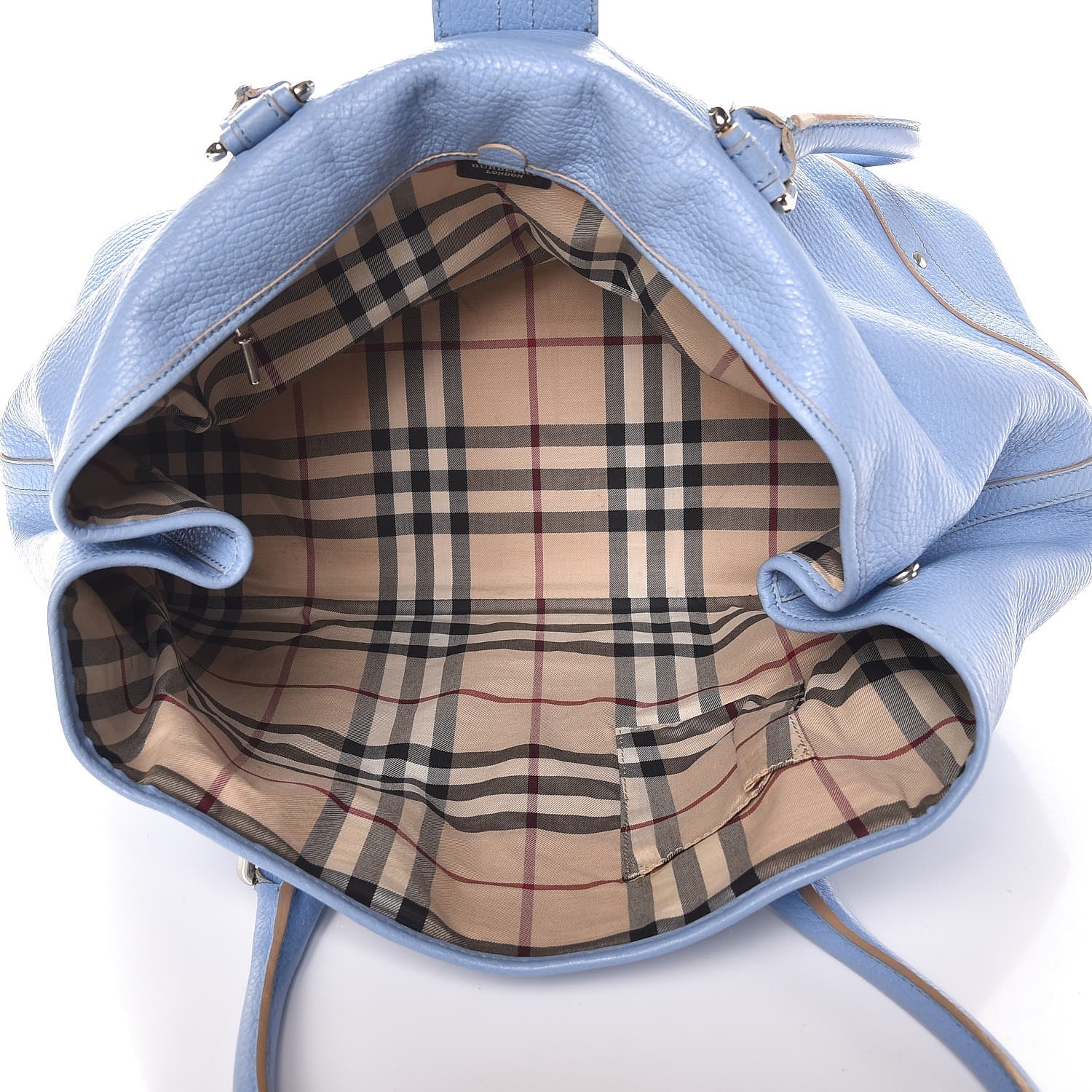 Burberry Calfskin Studded Buckle Tote Blue 5 of 14
