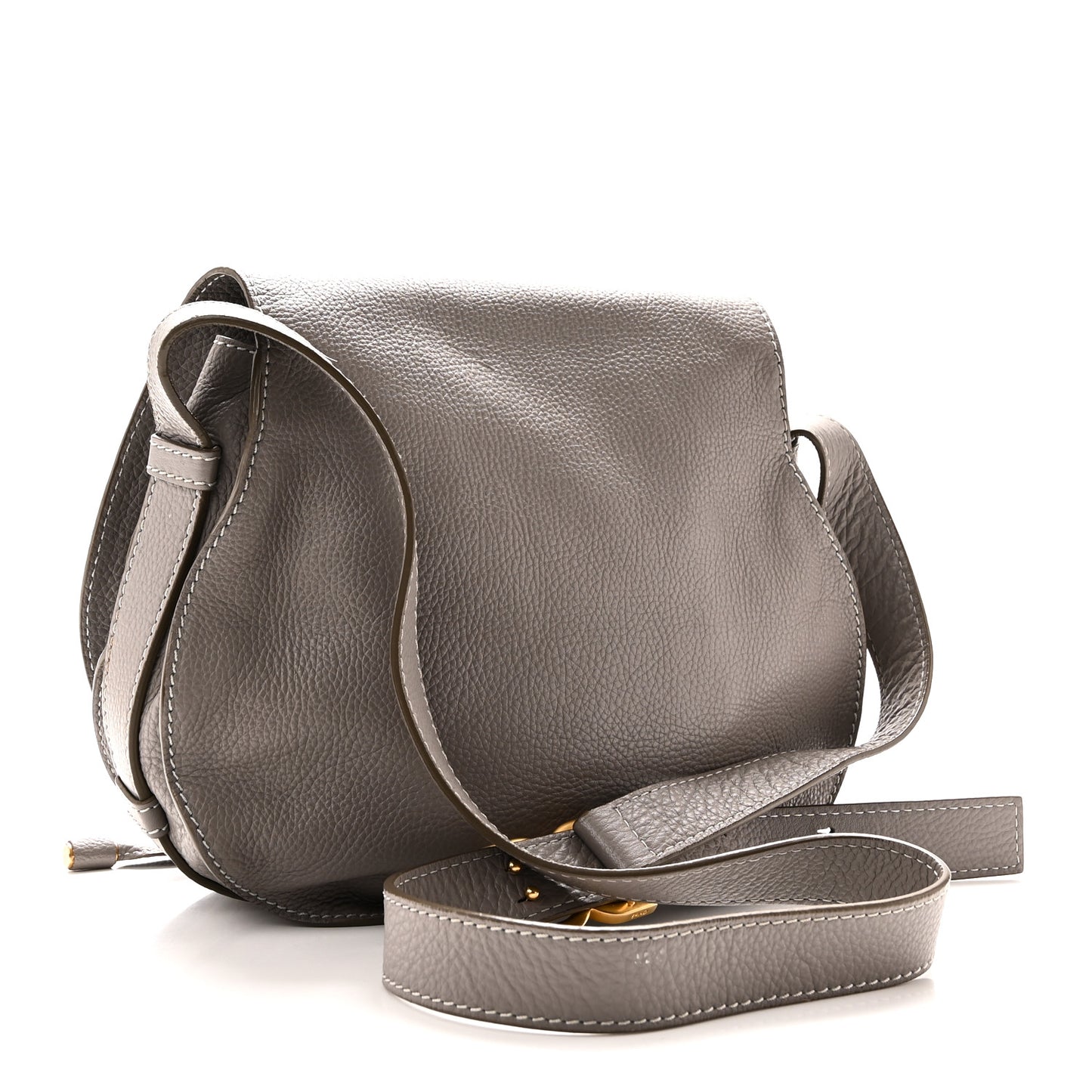 Calfskin Medium Marcie Round Crossbody Bag Cashmere Grey