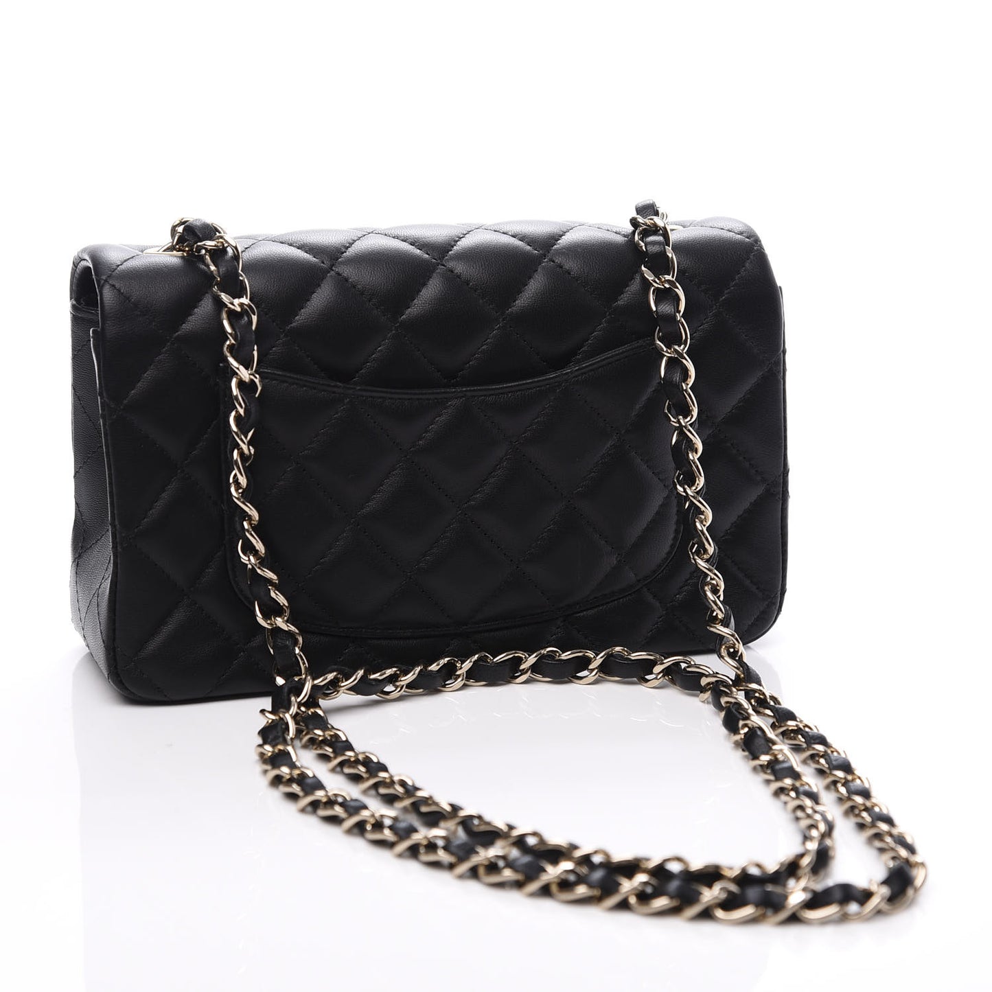 Lambskin Quilted Mini Rectangular Flap Black