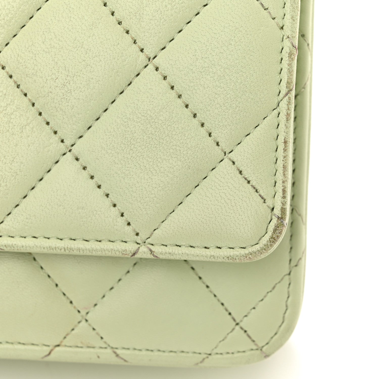 Chanel Lambskin Quilted CC Pearl Crush Wallet on Chain WOC Light Green 14 of 23