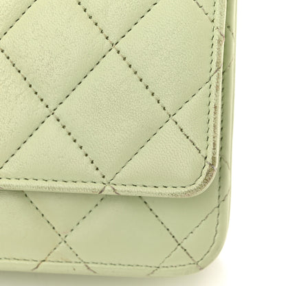 Chanel Lambskin Quilted CC Pearl Crush Wallet on Chain WOC Light Green 14 of 23