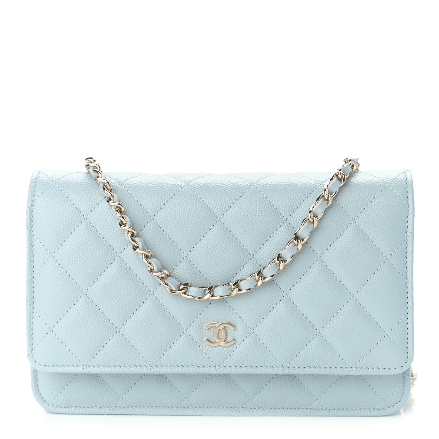 Chanel Caviar Quilted Wallet On Chain WOC Light Blue 1 of 9