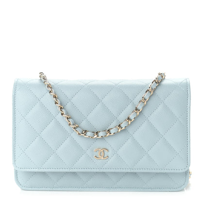 Chanel Caviar Quilted Wallet On Chain WOC Light Blue 1 of 9