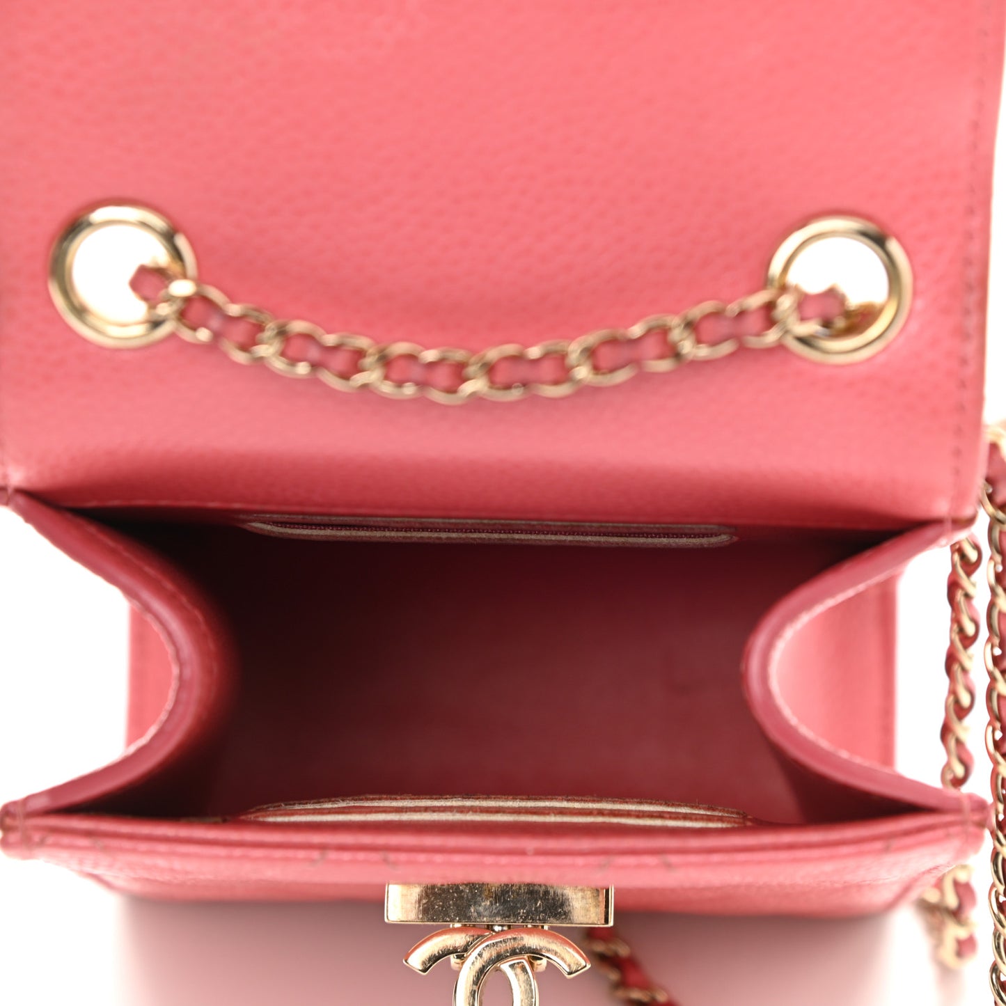 Caviar Quilted Golden Class Phone Holder Pink