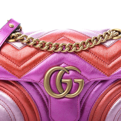 Gucci Metallic Calfskin Matelasse Mini GG Marmont Shoulder Bag Fuchsia 11 of 11