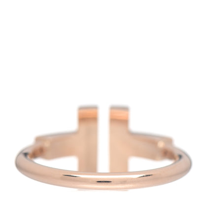 Tiffany 18K Rose Gold Diamond Mother of Pearl T Wire Ring 50 5.5 4 of 5