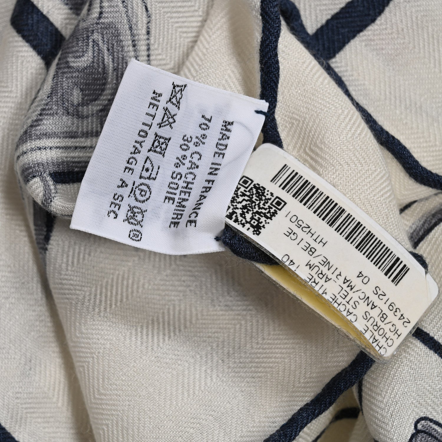 Hermes Cashmere Silk Chorus Stellarum Shawl 140 Blanc Marine Beige Rose 3 of 7