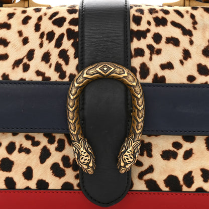 Gucci Calf Hair Calfskin Bamboo Web Leopard Print Medium Dionysus Top Handle Bag Natural Blue Agata Hibiscus Red 8 of 14