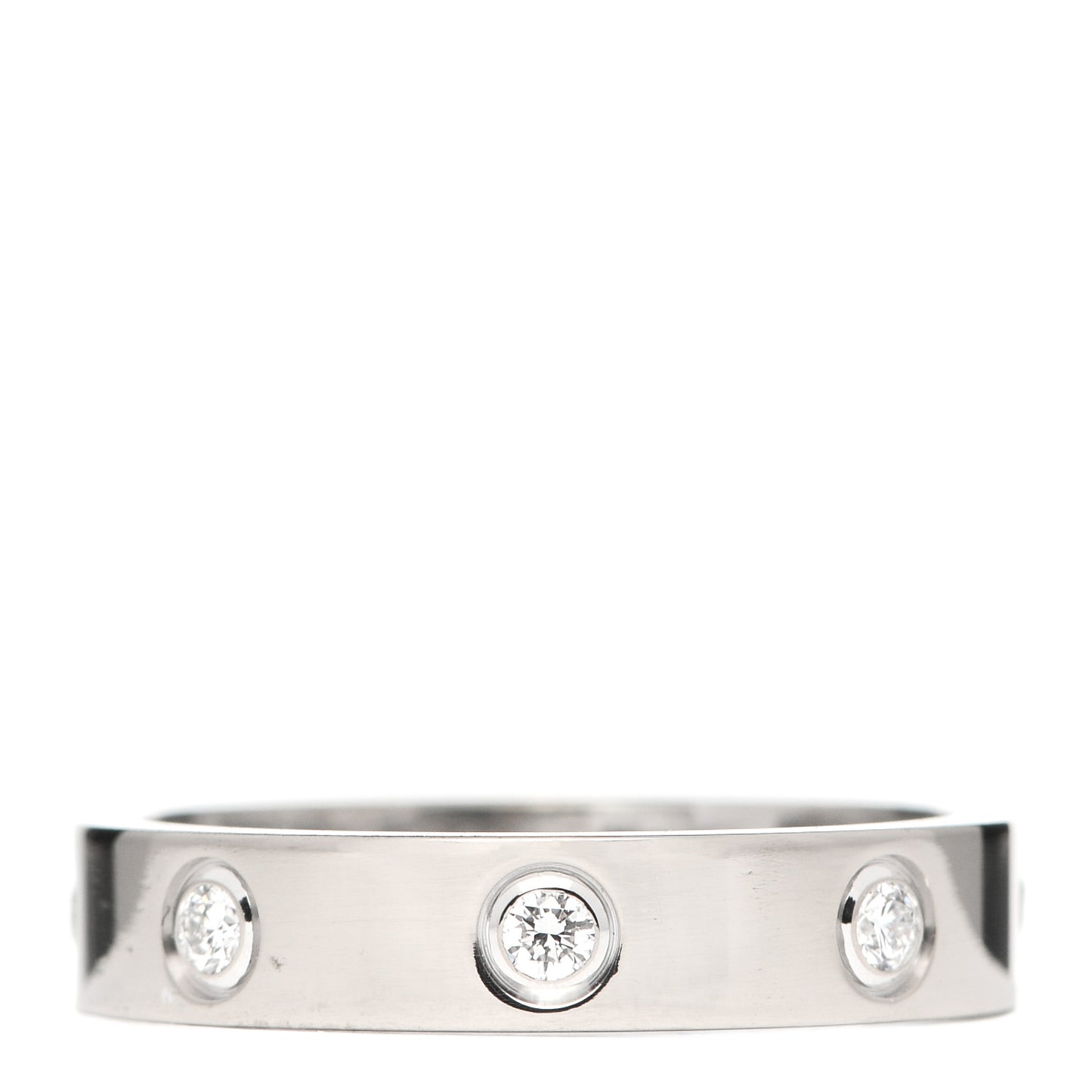 18K White Gold 8 Diamond 4mm Wedding Band LOVE Ring 53 6.25