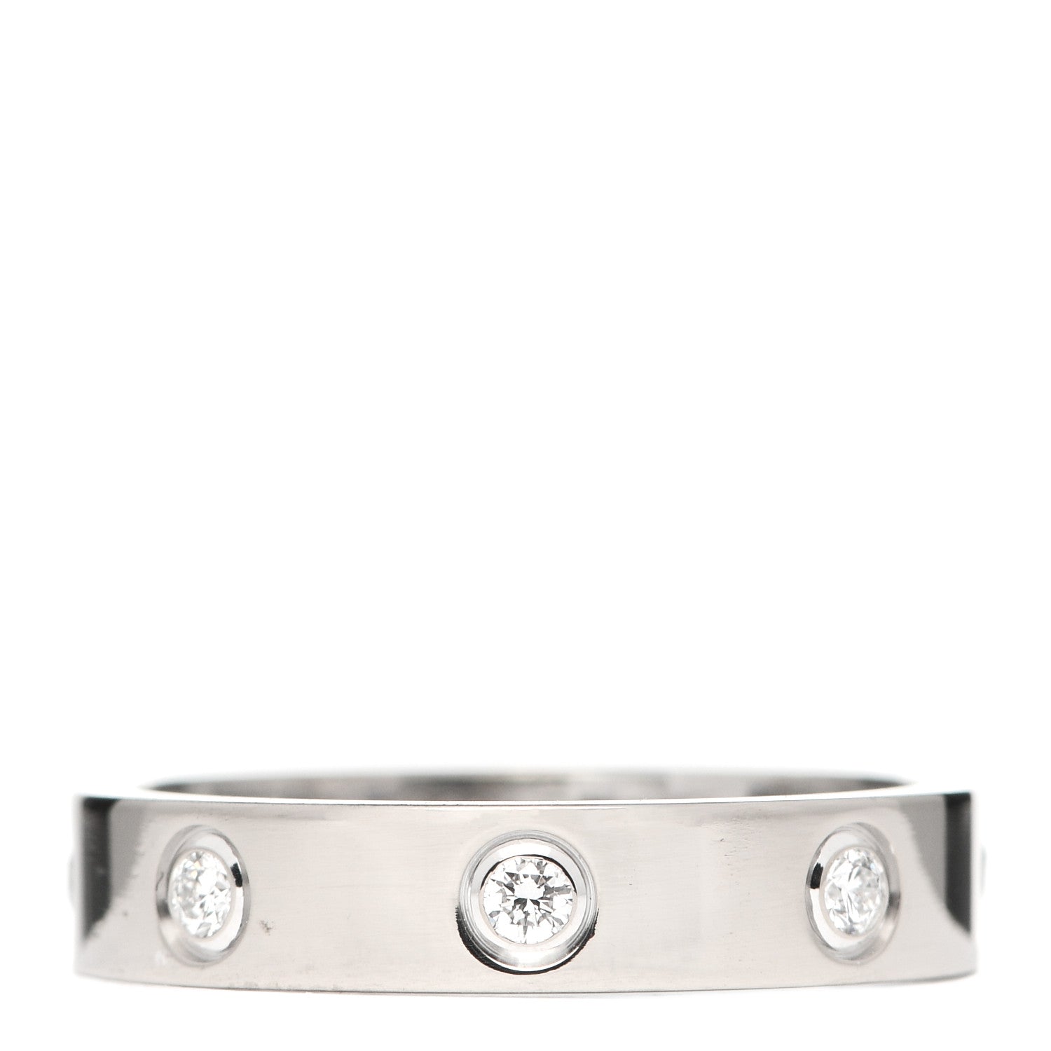 Cartier 18K White Gold 8 Diamond 4mm Wedding Band LOVE Ring 53 6.25 1 of 4