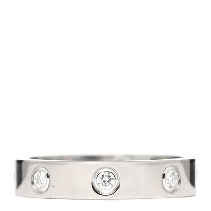 Cartier 18K White Gold 8 Diamond 4mm Wedding Band LOVE Ring 53 6.25 1 of 4