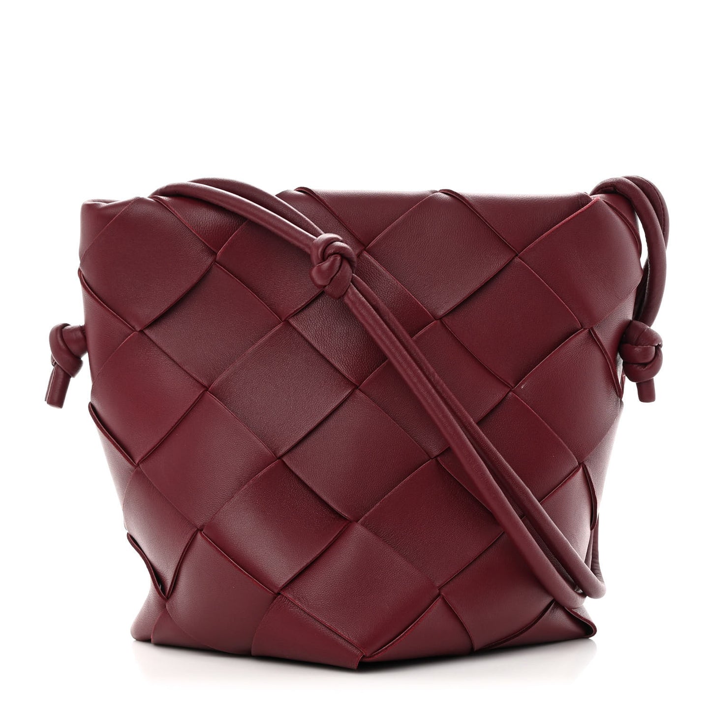 Nappa Maxi Intrecciato Clasp Bucket Bag Bordeaux