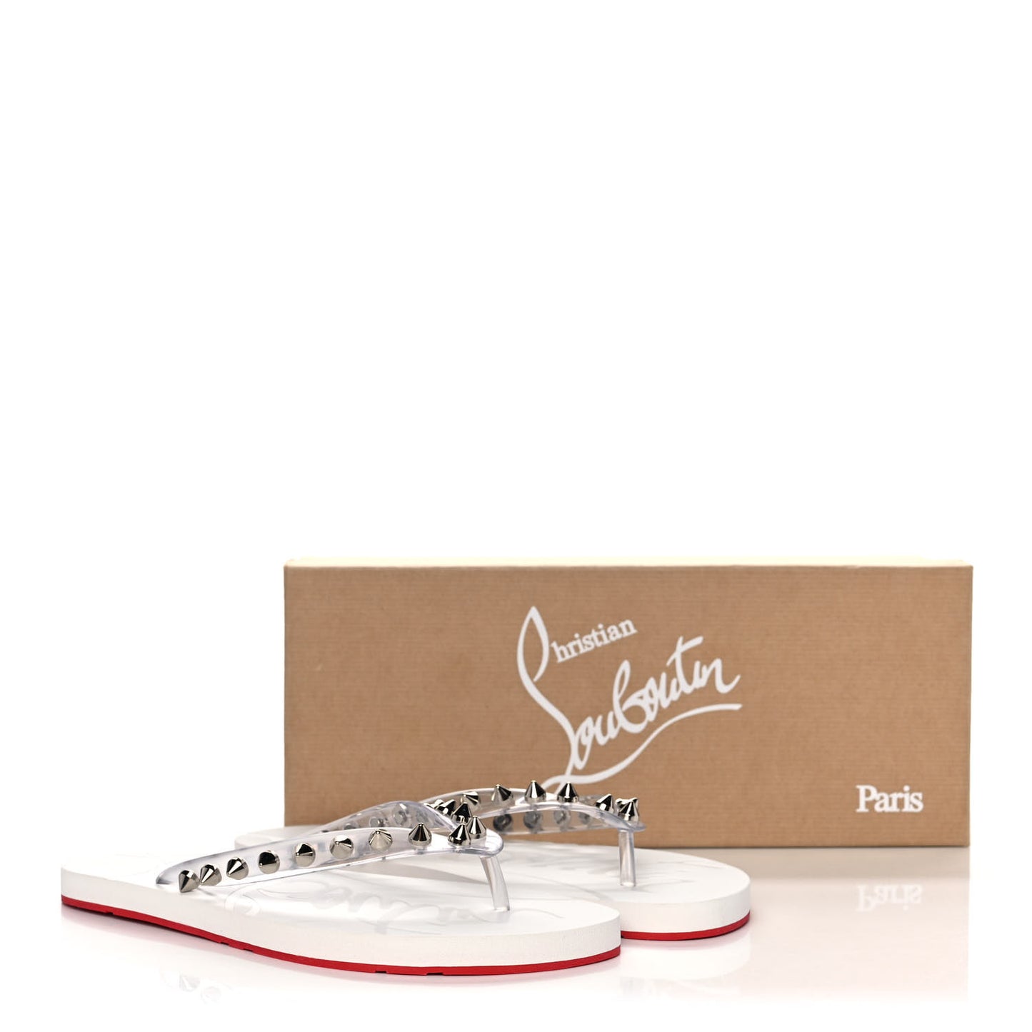 Rubber Spike Loubi Donna Flip Flop 37 Transparent White