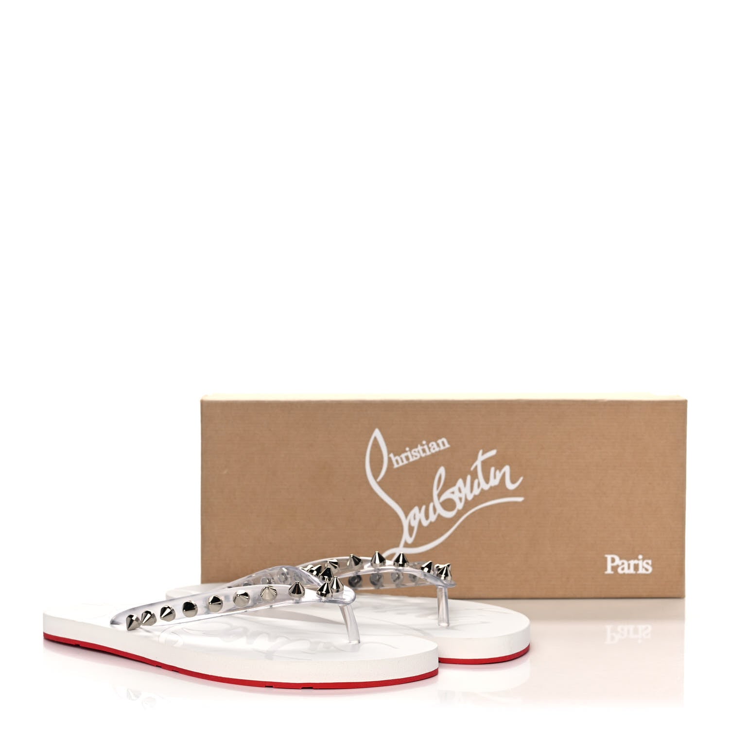 Christian Louboutin Rubber Spike Loubi Donna Flip Flop 37 Transparent White 10 of 10