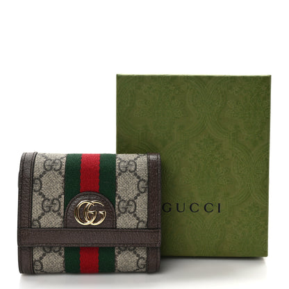 Gucci GG Supreme Monogram Web Ophidia French Flap Wallet Beige New Acero 7 of 7