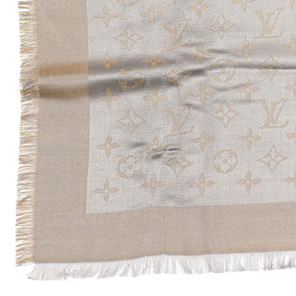 Louis Vuitton Silk Lurex Wool Monogram Shine Shawl Greige 5 of 5