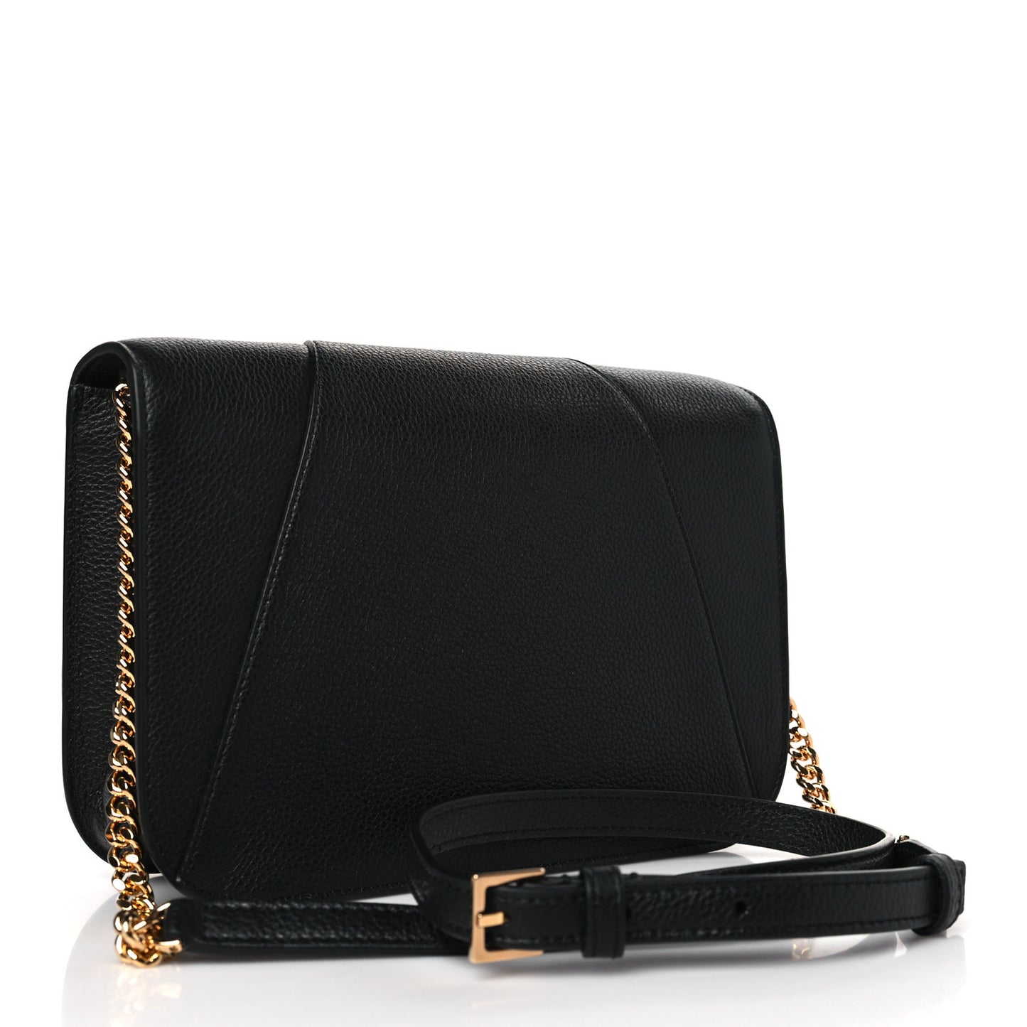 Grainy Calfskin Virtus Chain Crossbody Black
