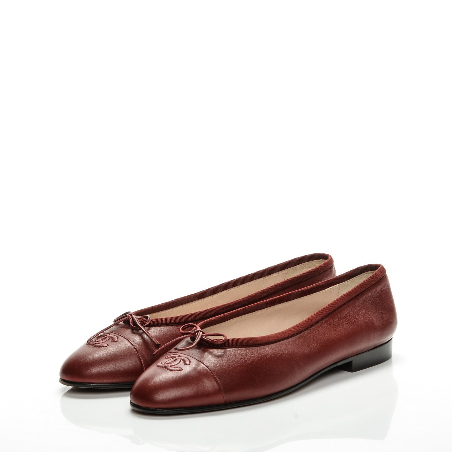 Lambskin Cap Toe Ballerina Flats 39.5 Bordeaux