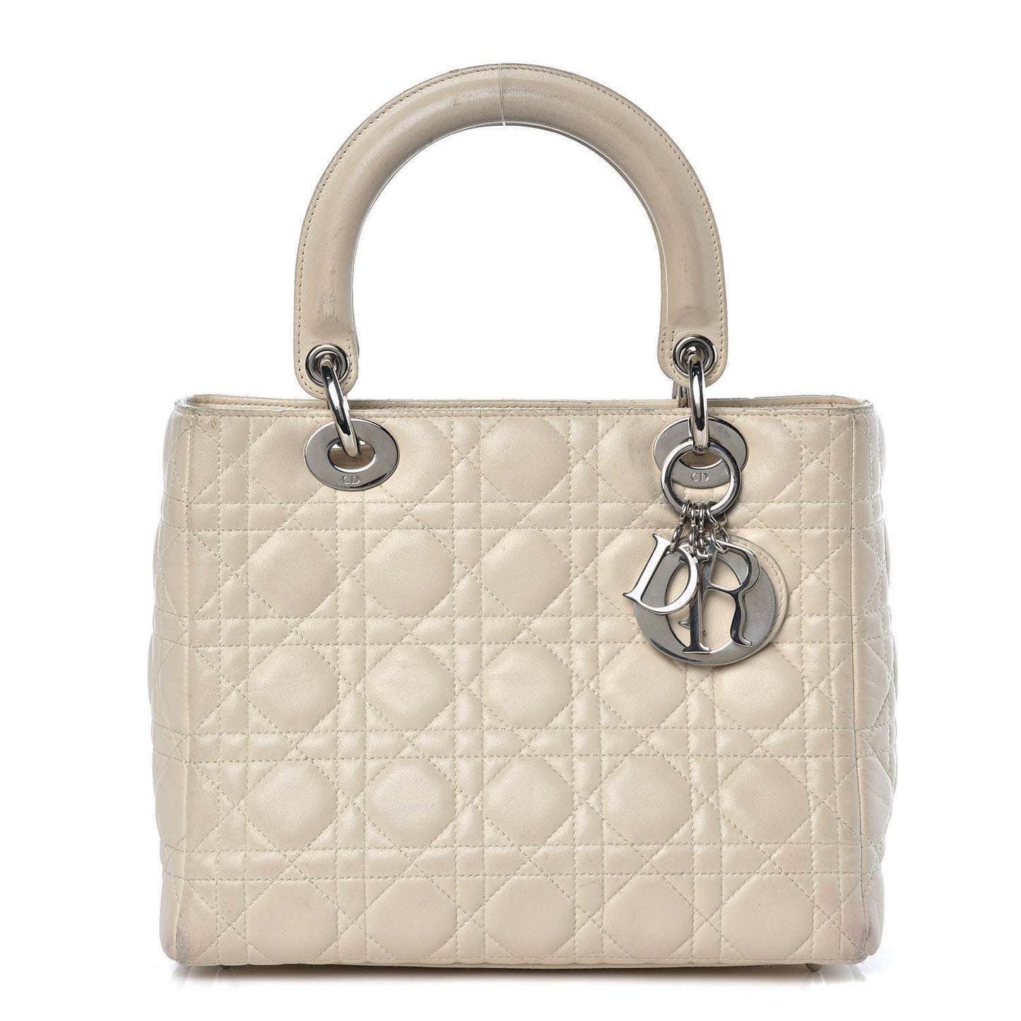 Lambskin Cannage Medium Lady Dior White