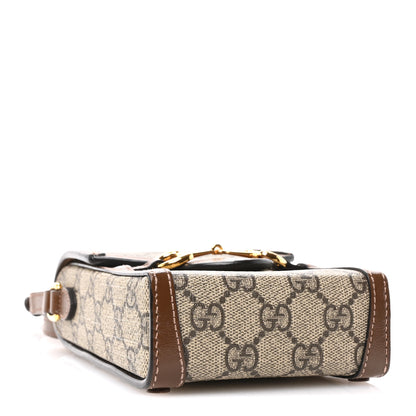 Gucci GG Supreme Monogram Mini Horsebit 1955 Crossbody Bag Beige Brown Sugar 3 of 10