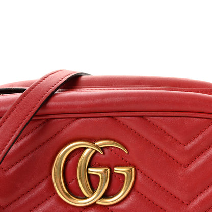 Gucci Calfskin Matelasse Small GG Marmont Chain Shoulder Bag Hibiscus Red 8 of 10