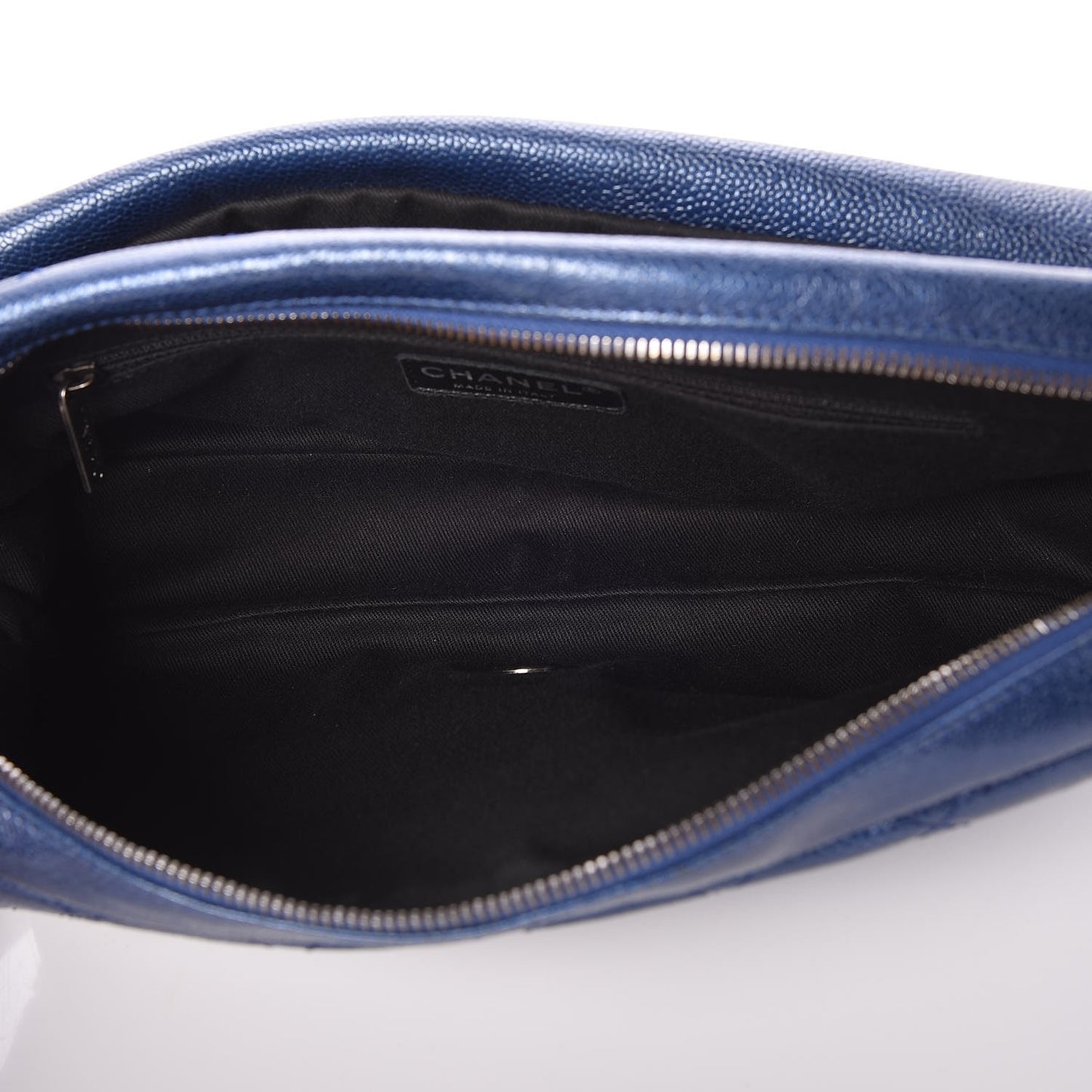 Iridescent Caviar Quilted Large Chic Flap Blue