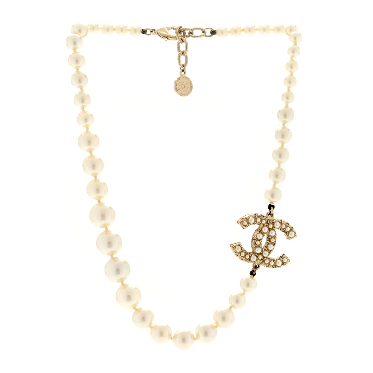 Pearl CC 100th Anniversary Necklace Light Gold