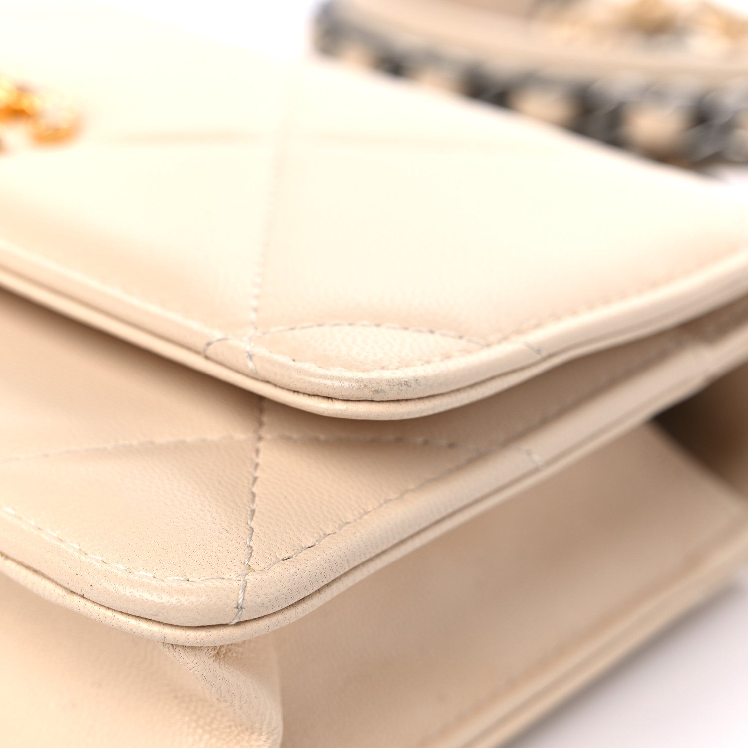 Chanel Lambskin Quilted Chanel 19 Wallet On Chain WOC Beige 11 of 12