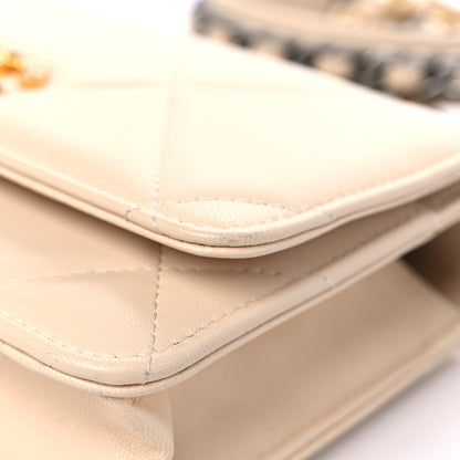 Chanel Lambskin Quilted Chanel 19 Wallet On Chain WOC Beige 11 of 12
