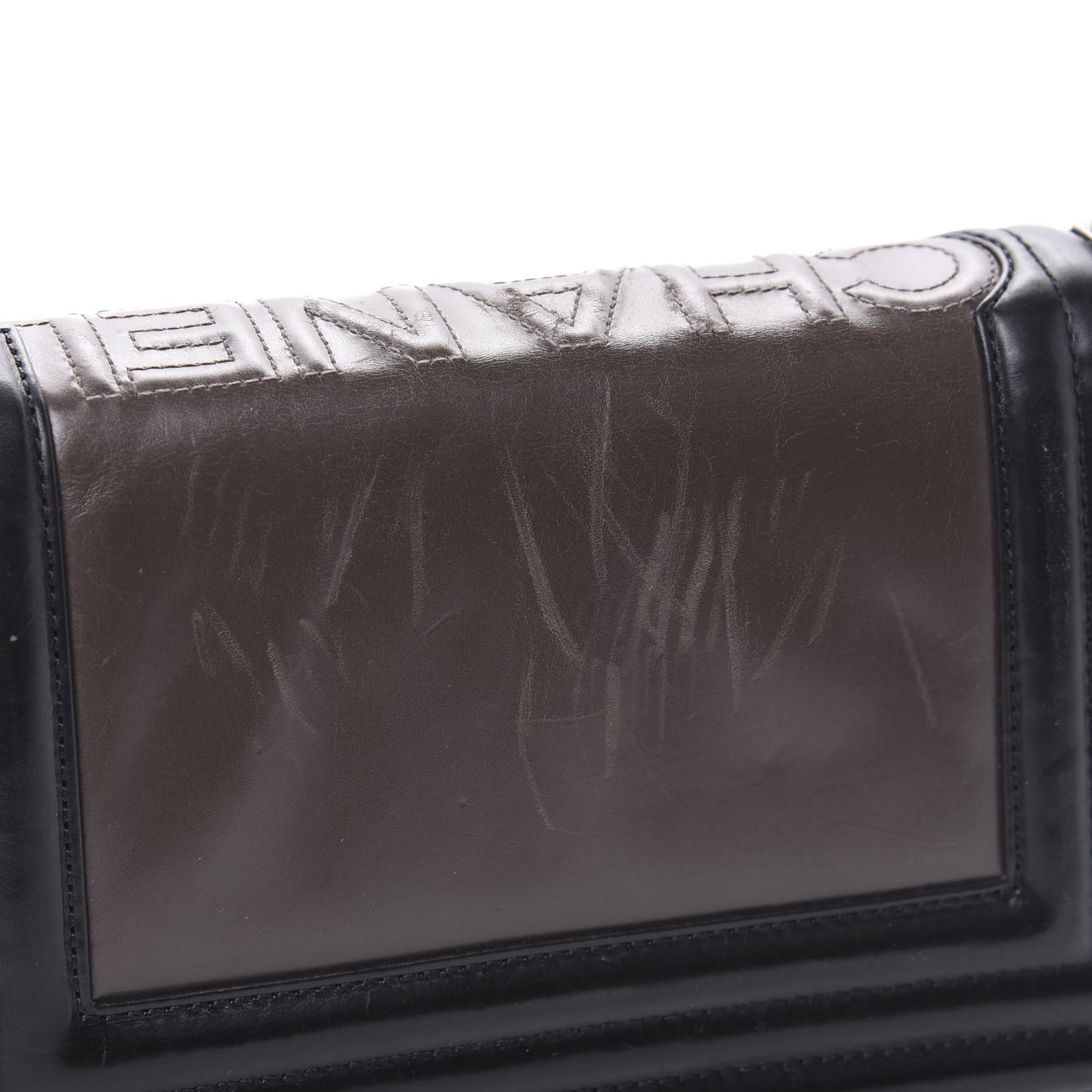 Glazed Calfskin Small Boy Flap Black Brown