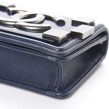 Chanel Plexiglass Patent Mini Boy Brick Flap Navy 9 of 16