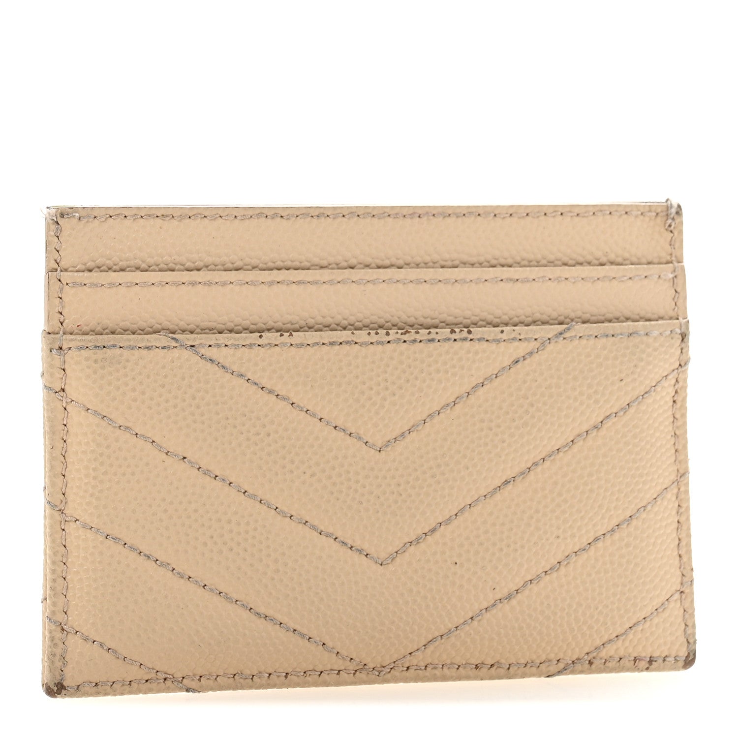Saint Laurent Grain De Poudre Matelasse Chevron Monogram Credit Card Case Nude Powder 3 of 10