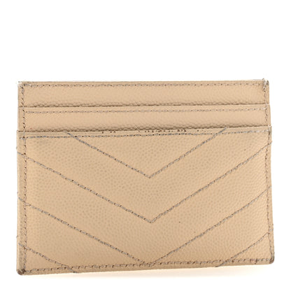 Saint Laurent Grain De Poudre Matelasse Chevron Monogram Credit Card Case Nude Powder 3 of 10