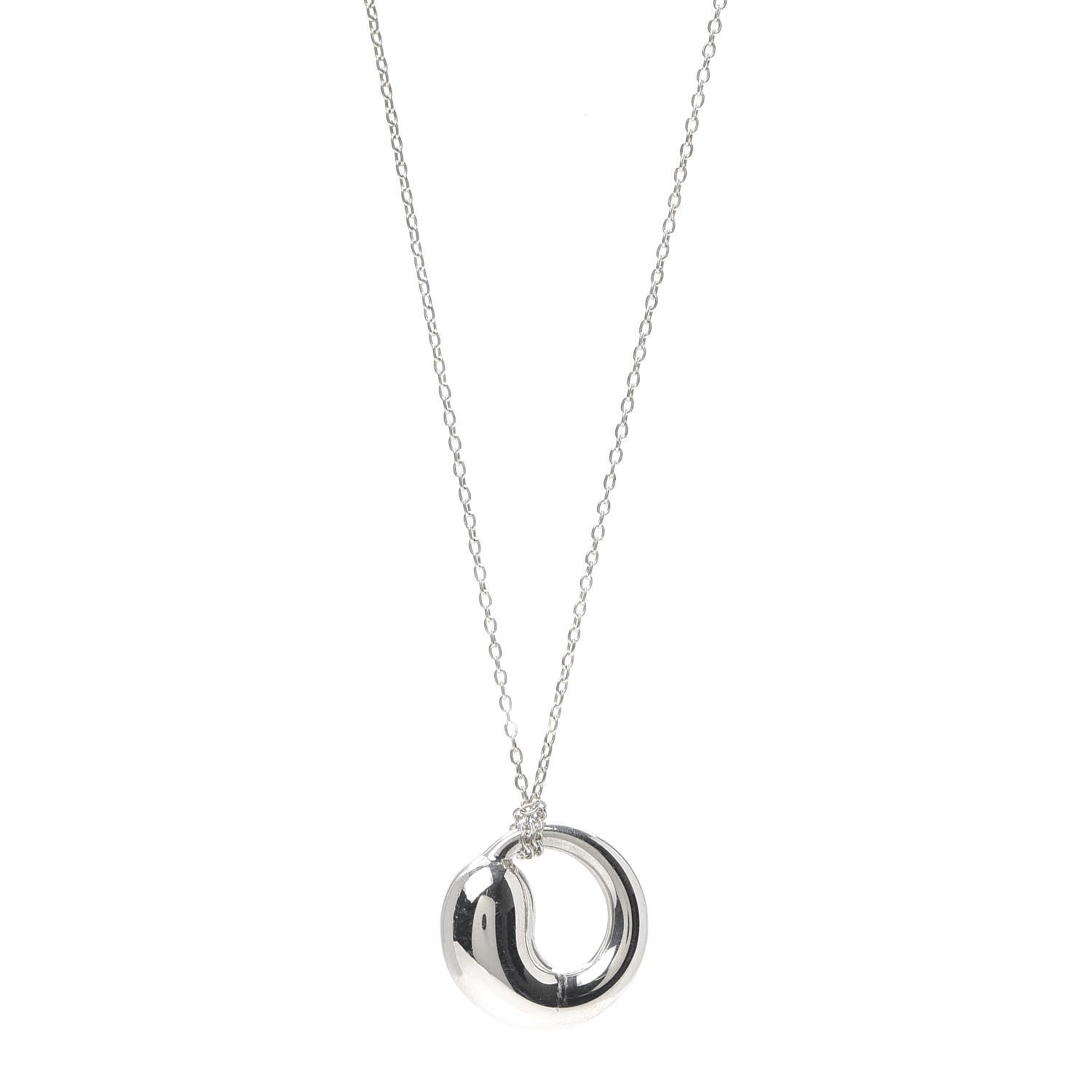 Tiffany Sterling Silver 17mm Elsa Peretti Eternal Circle Pendant Necklace 1 of 6