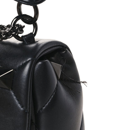 Valentino Garavani Nappa Monochrome Large Roman Stud Shoulder Bag Black 9 of 9